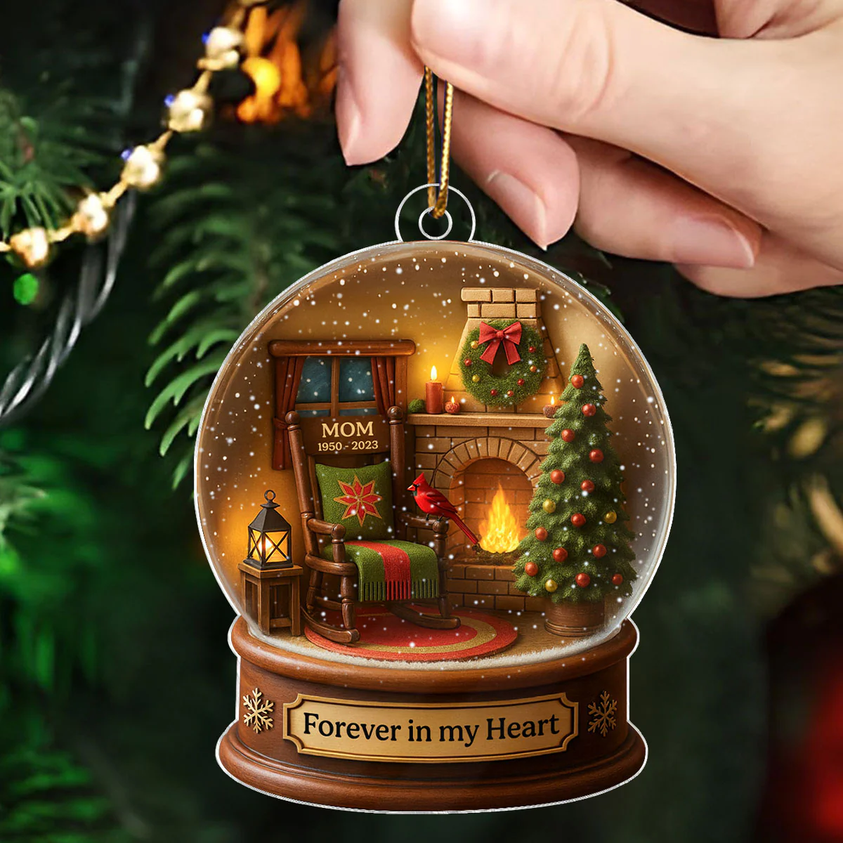 Christmas In Heaven Snow Globe 3D Effect Personalized Acrylic Ornament, Heartwarming Memorial Sympathy Gift - Image 4