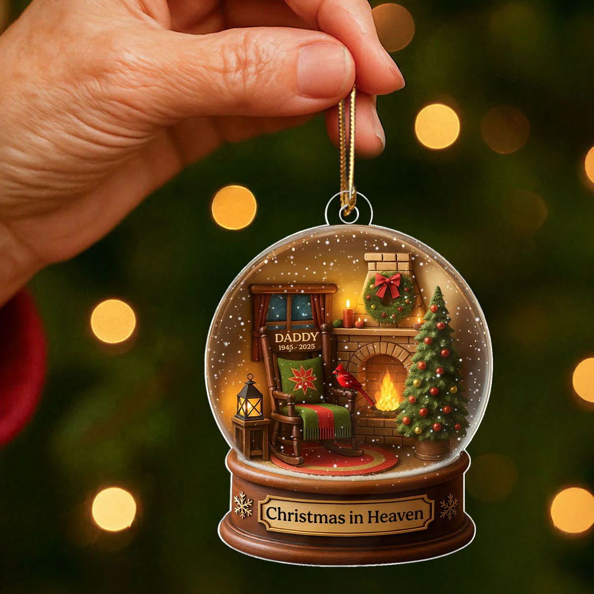 Christmas In Heaven Snow Globe 3D Effect Personalized Acrylic Ornament, Heartwarming Memorial Sympathy Gift - Image 5