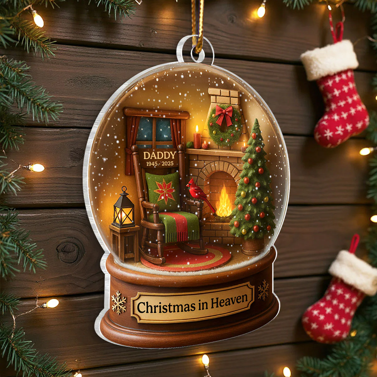Christmas In Heaven Snow Globe 3D Effect Personalized Acrylic Ornament, Heartwarming Memorial Sympathy Gift - Image 6