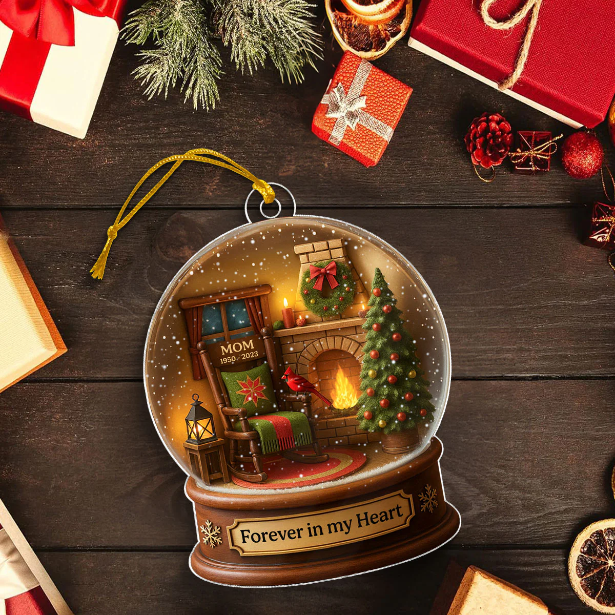 Christmas In Heaven Snow Globe 3D Effect Personalized Acrylic Ornament, Heartwarming Memorial Sympathy Gift - Image 7