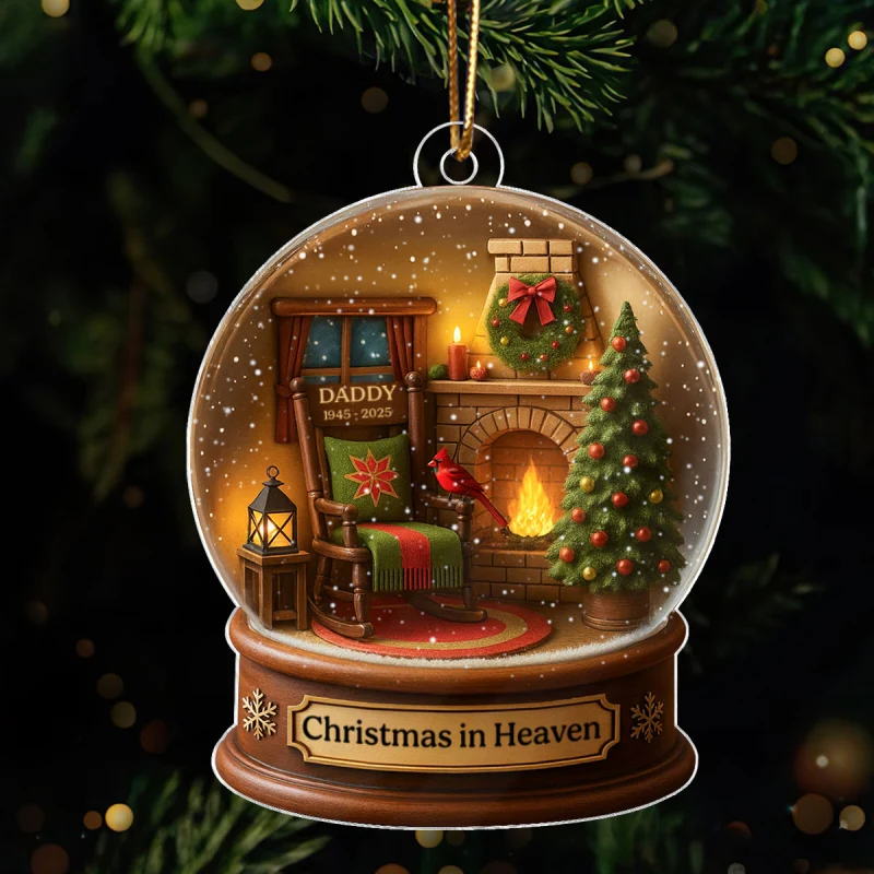 Christmas In Heaven Snow Globe 3D Effect Personalized Acrylic Ornament, Heartwarming Memorial Sympathy Gift - Image 9