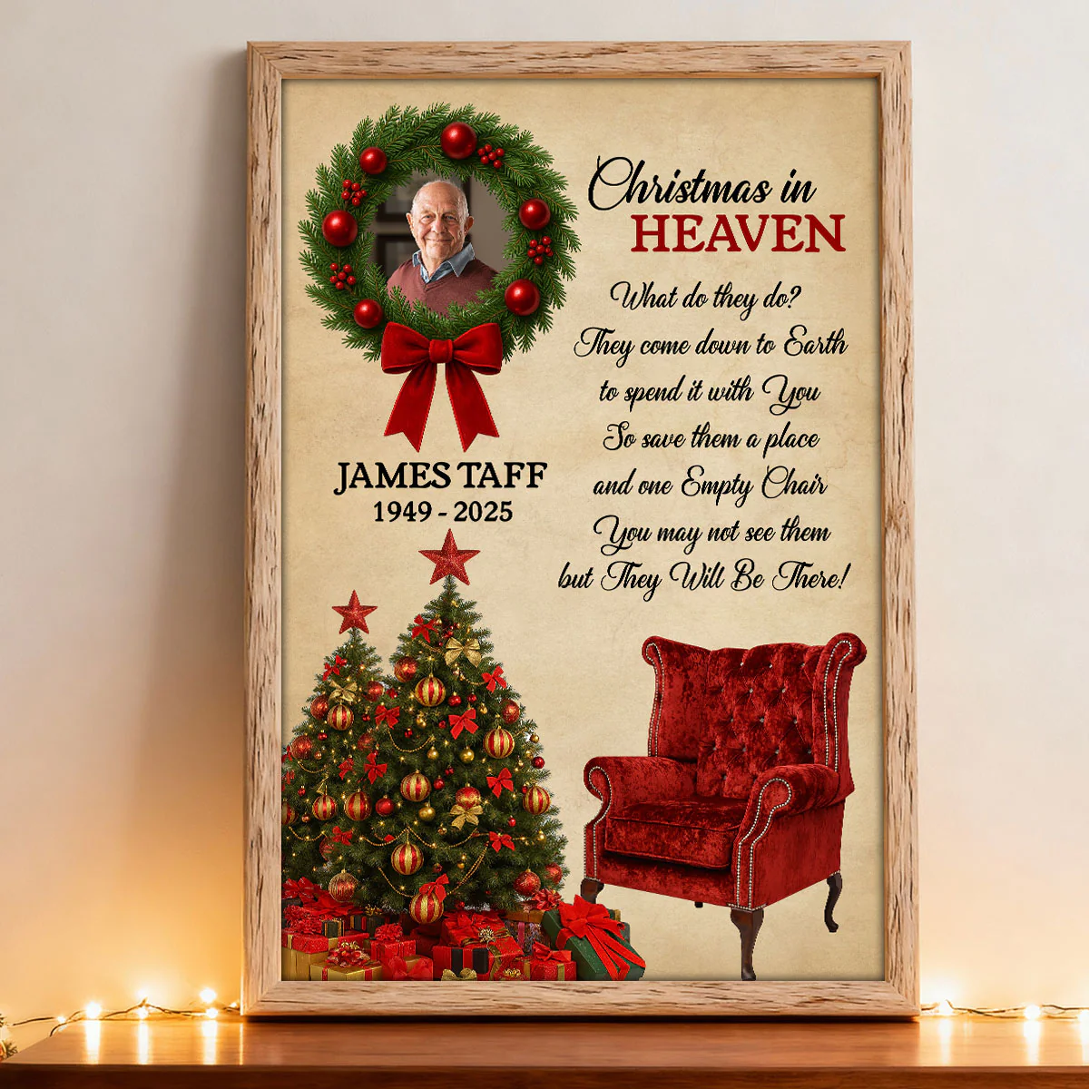 Christmas In Heaven Upload Photo Family Memorial - Personalized Poster - Image 2