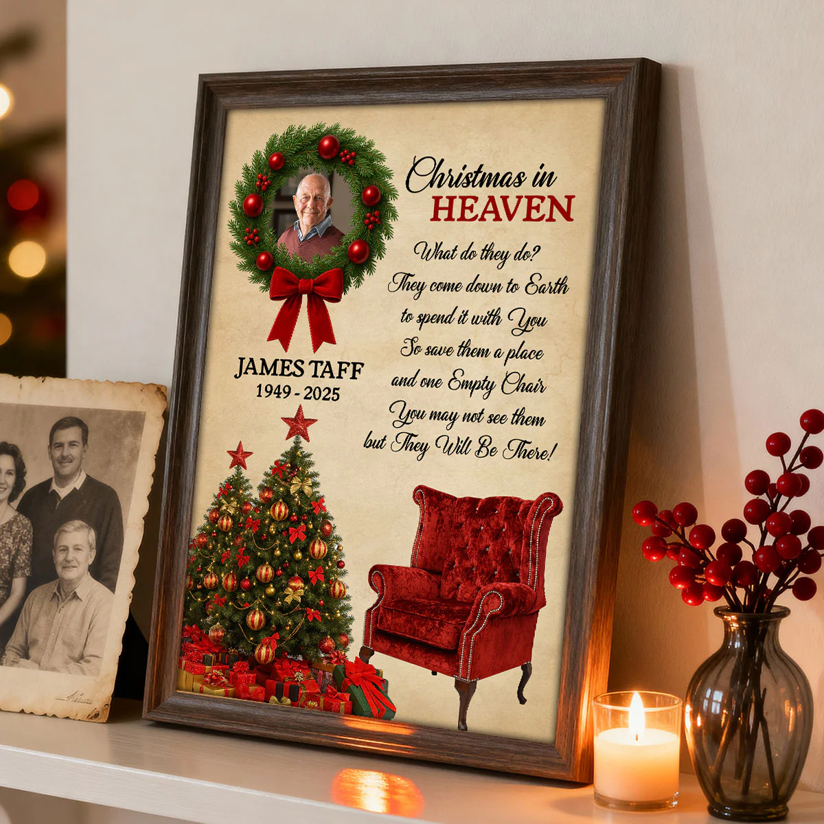 Christmas In Heaven Upload Photo Family Memorial - Personalized Poster - Image 7