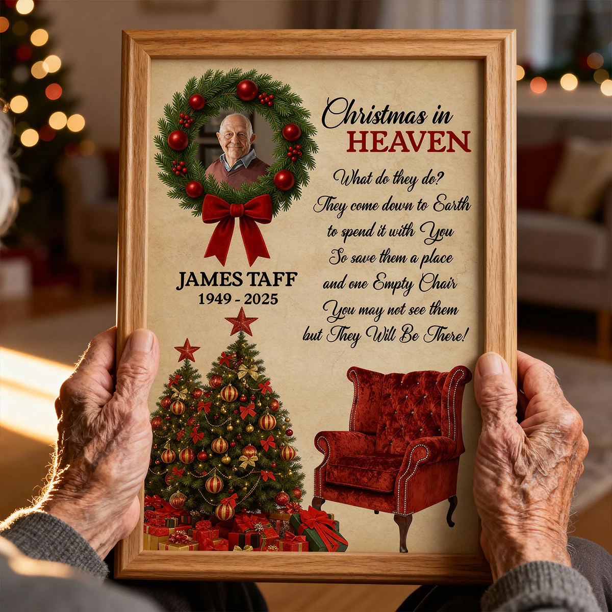 Christmas In Heaven Upload Photo Family Memorial - Personalized Poster - Image 8