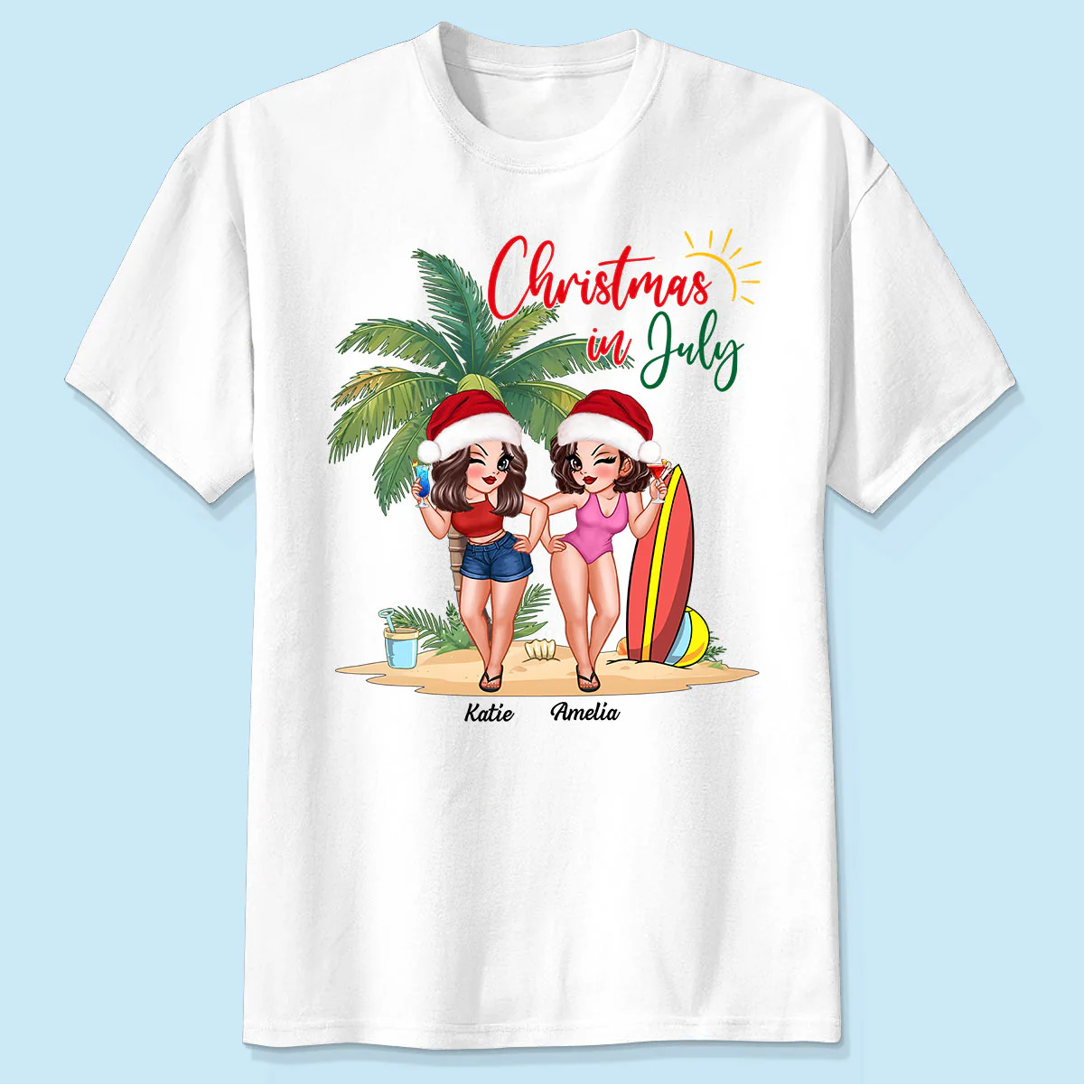 Christmas In July Summer Girls Personalized Shirt