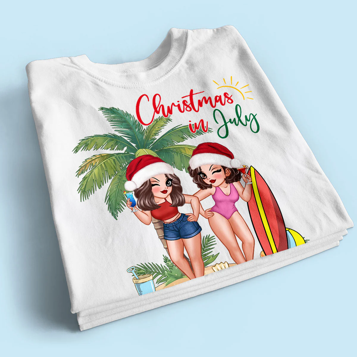 Christmas In July Summer Girls Personalized Shirt - Image 2