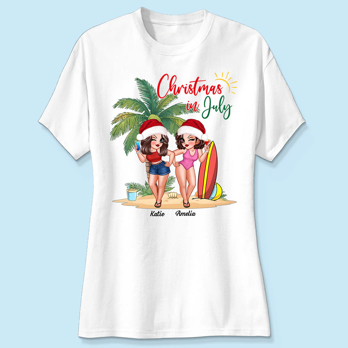 Christmas In July Summer Girls Personalized Shirt - Image 4