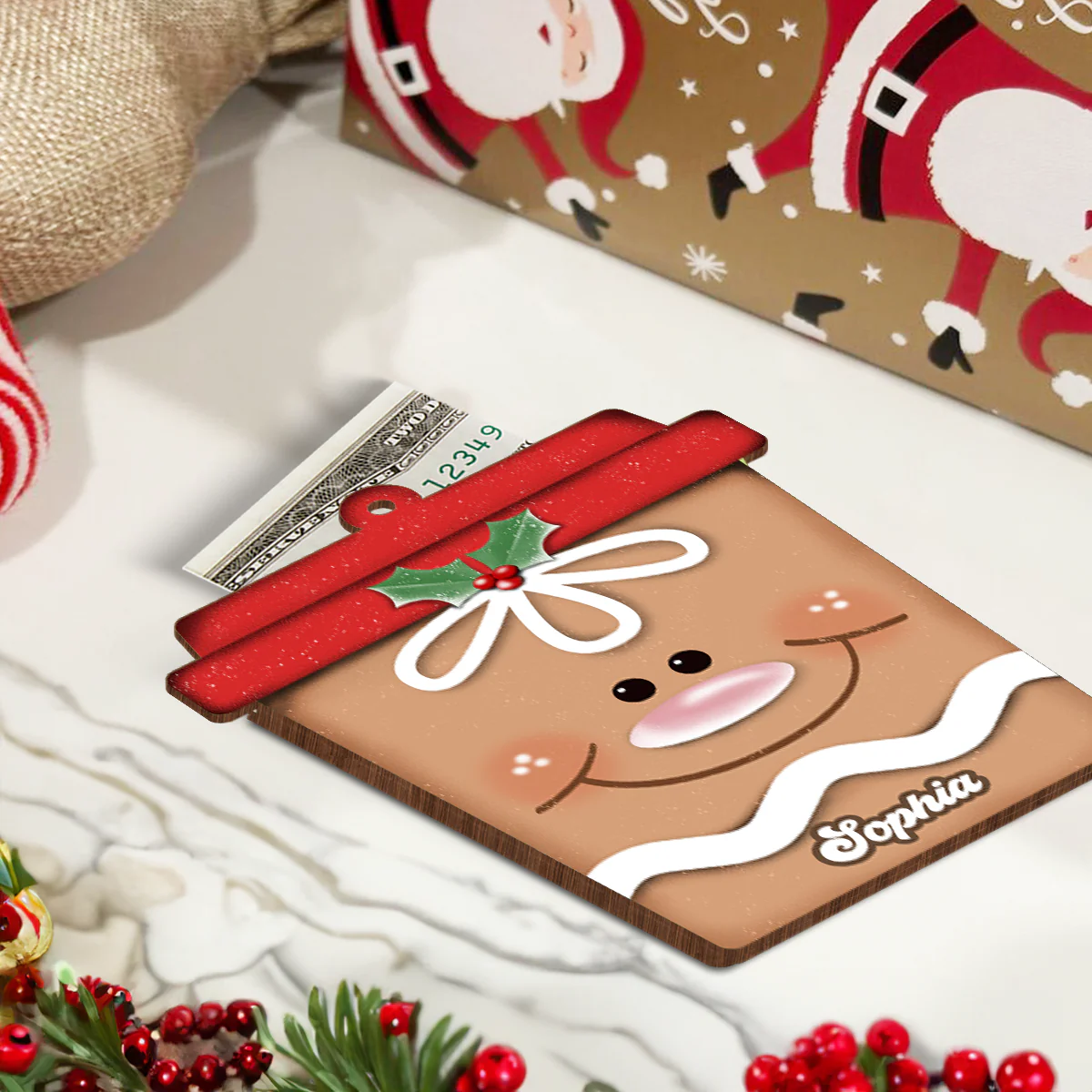 Christmas Latte Cup Personalized Money Gift Card Holder Ornament - Image 6