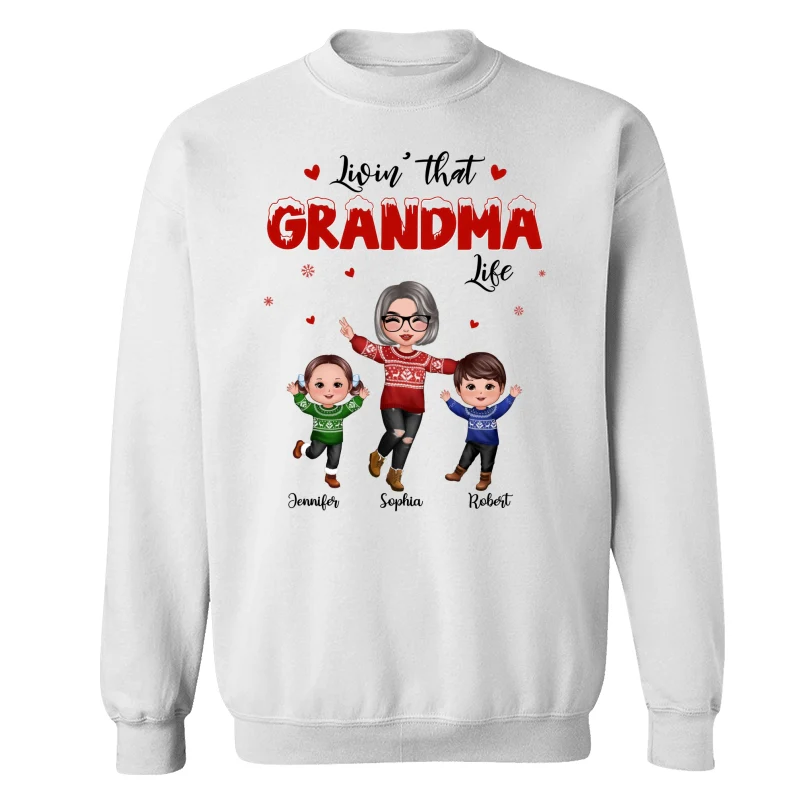 Christmas Livin‘ That Grandma Life With Happy Grandkids Personalized Shirt - Image 11