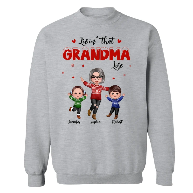 Christmas Livin‘ That Grandma Life With Happy Grandkids Personalized Shirt - Image 12