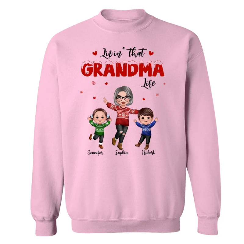 Christmas Livin‘ That Grandma Life With Happy Grandkids Personalized Shirt - Image 13