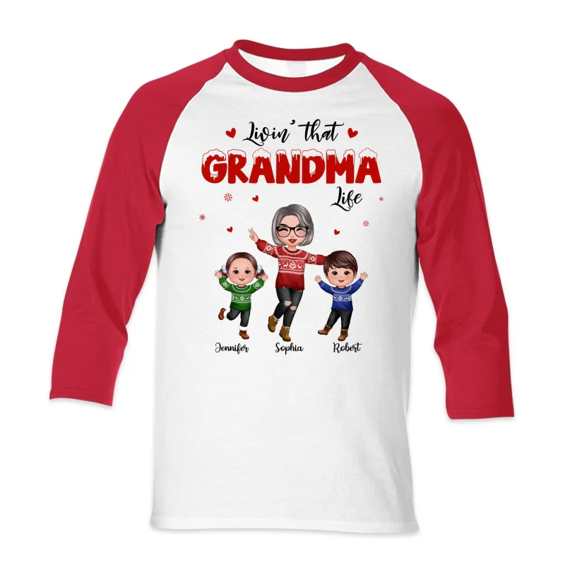 Christmas Livin‘ That Grandma Life With Happy Grandkids Personalized Shirt - Image 6