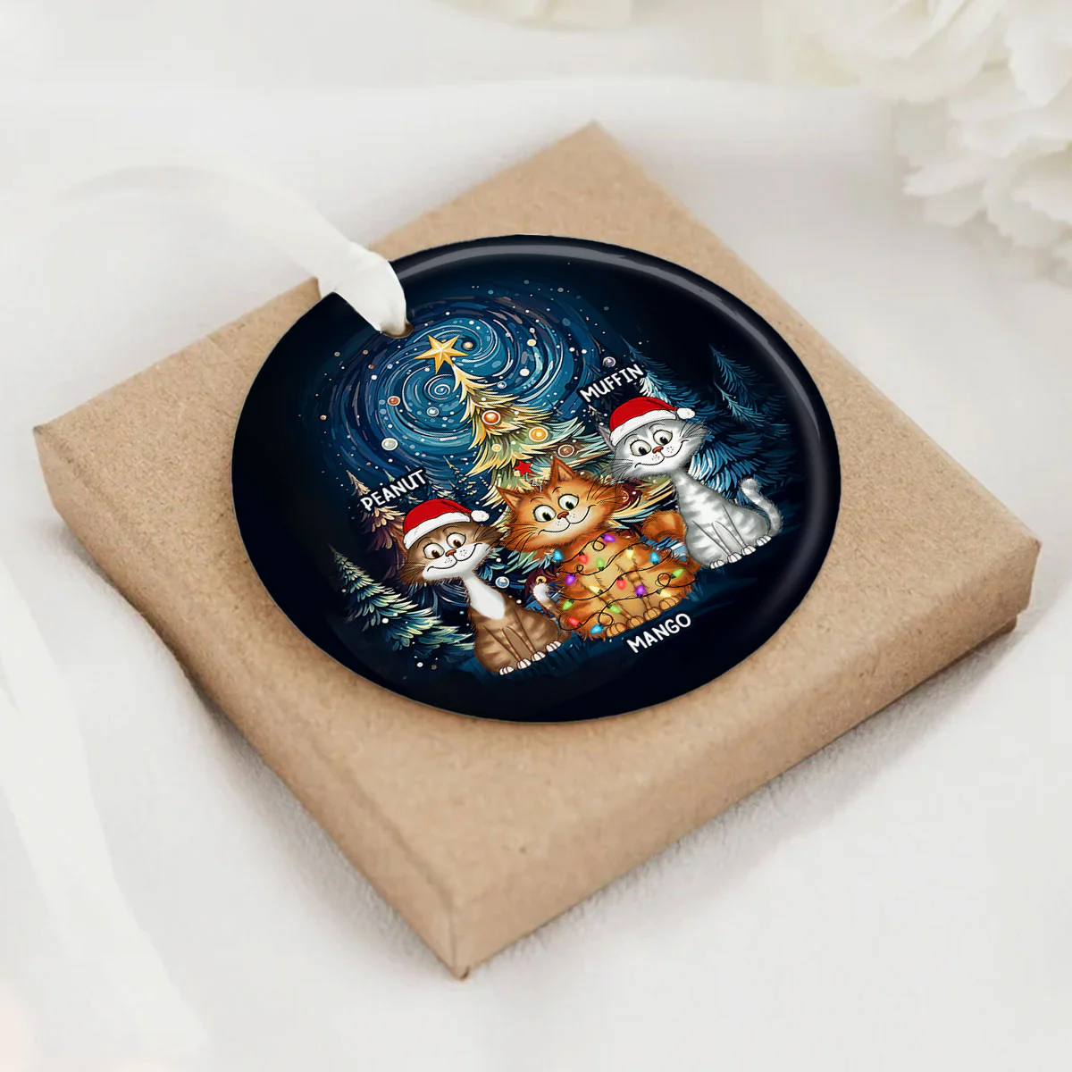 Christmas Magical Quirky Cat Ceramic Ornament, Personalized Whimsical Christmas Tree Quirky Cat Ornament, Unique Christmas Decor For Cat Lovers - Image 9