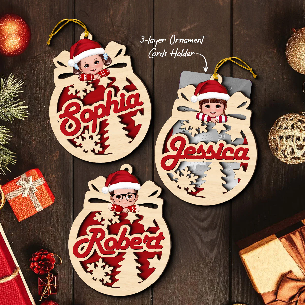Christmas Money Gift Cards Letters Holder Ornament, Christmas Personalized Ornament, Christmas Gift For Kids - Image 2