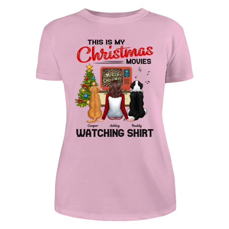 Christmas Movies Watching Shirt Man Woman In Pajamas With Dog Cat Personalized Shirt - Image 10