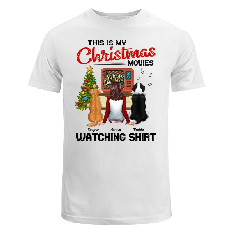 Christmas Movies Watching Shirt Man Woman In Pajamas With Dog Cat Personalized Shirt - Image 5