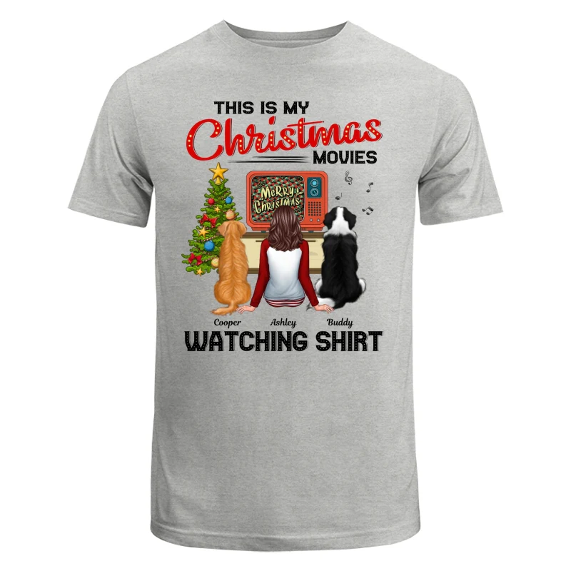 Christmas Movies Watching Shirt Man Woman In Pajamas With Dog Cat Personalized Shirt - Image 6
