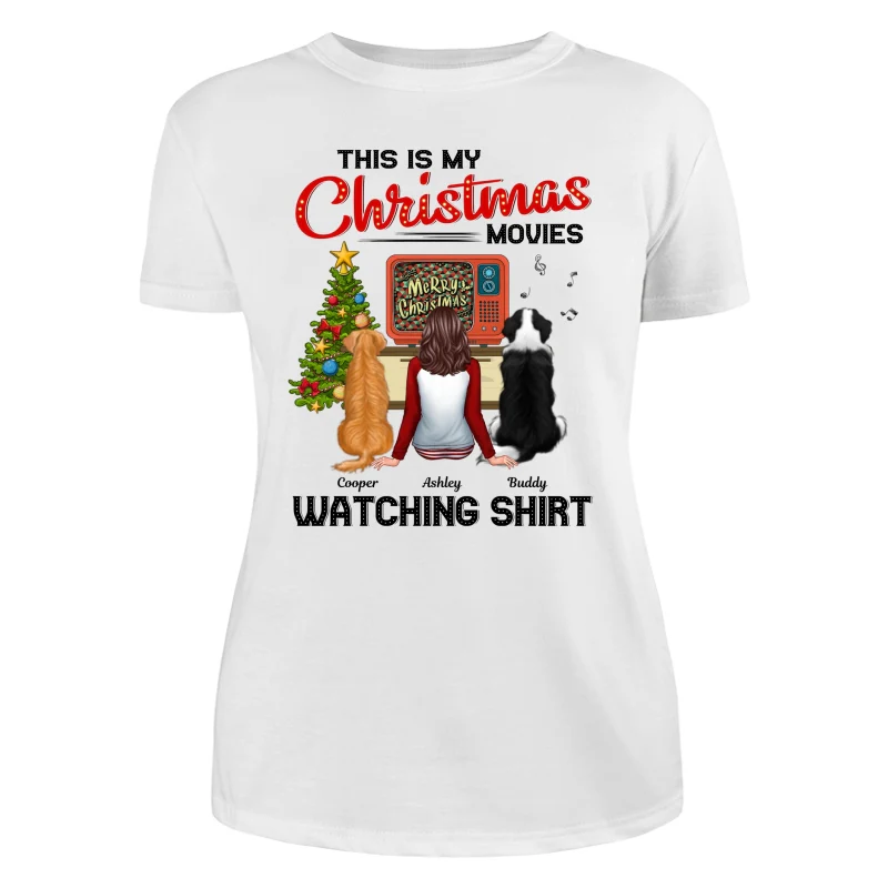 Christmas Movies Watching Shirt Man Woman In Pajamas With Dog Cat Personalized Shirt - Image 8