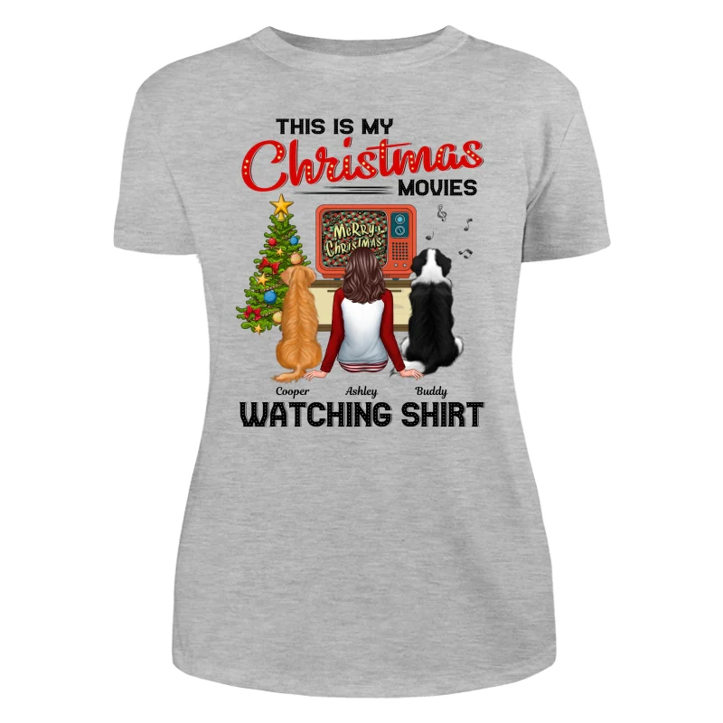 Christmas Movies Watching Shirt Man Woman In Pajamas With Dog Cat Personalized Shirt - Image 9