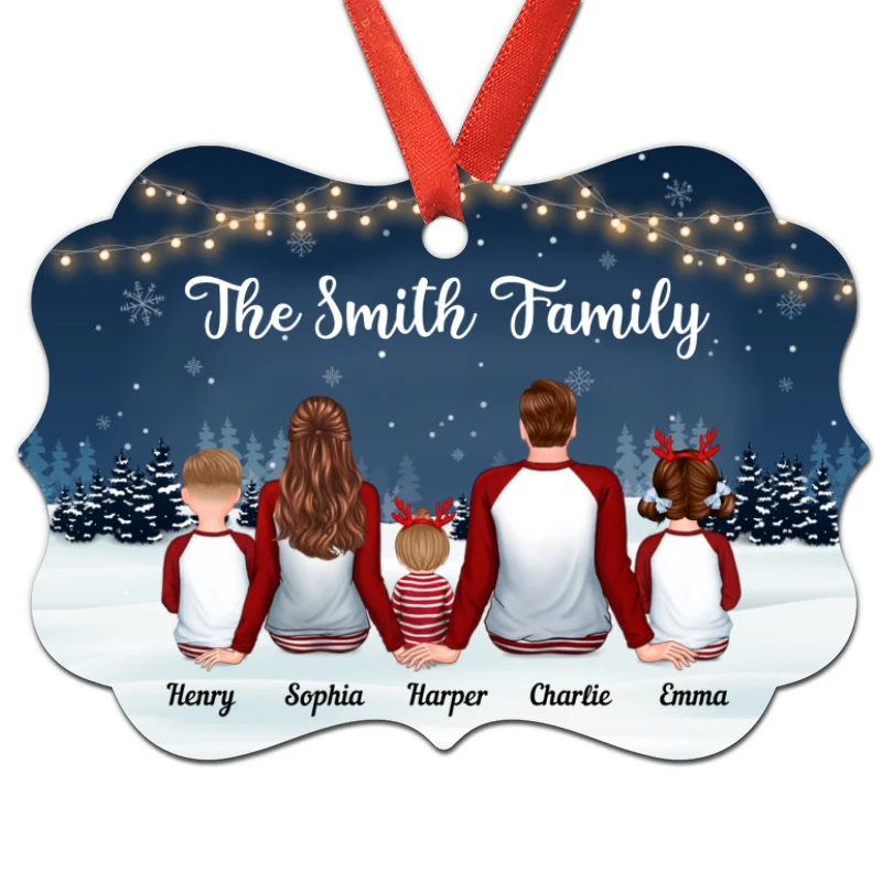 Christmas Night Light Pajama Family Personalized Christmas Ornament