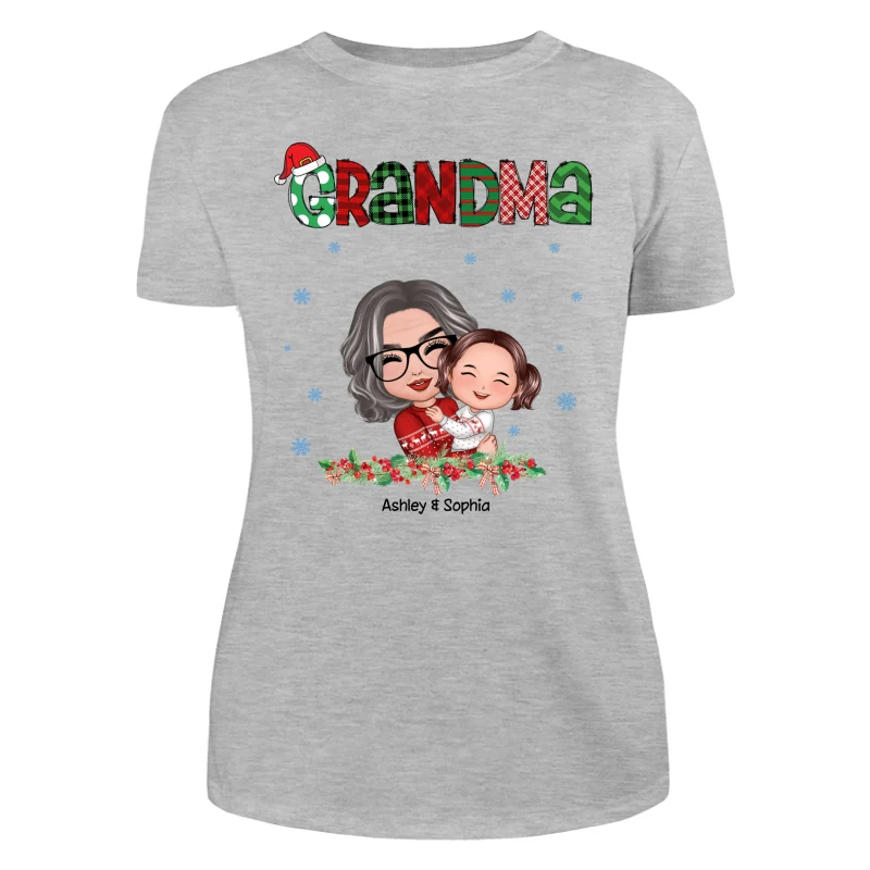 Christmas Pattern Doll Grandma Hugging Kid Personalized Shirt - Image 10