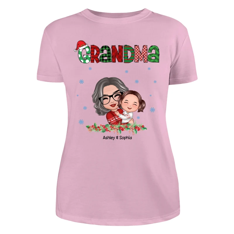 Christmas Pattern Doll Grandma Hugging Kid Personalized Shirt - Image 11
