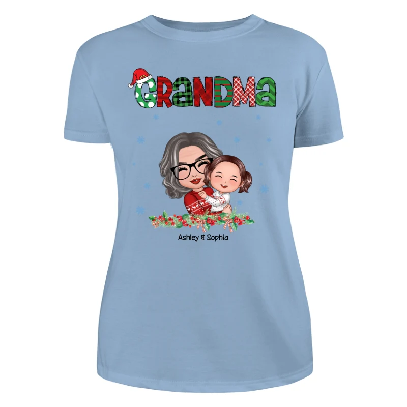 Christmas Pattern Doll Grandma Hugging Kid Personalized Shirt - Image 12