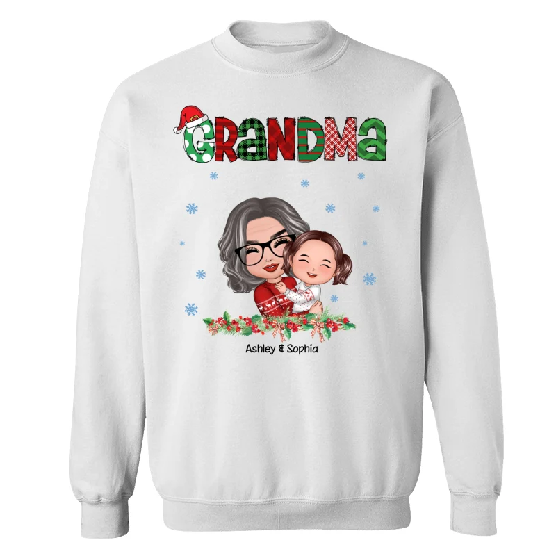 Christmas Pattern Doll Grandma Hugging Kid Personalized Shirt - Image 17