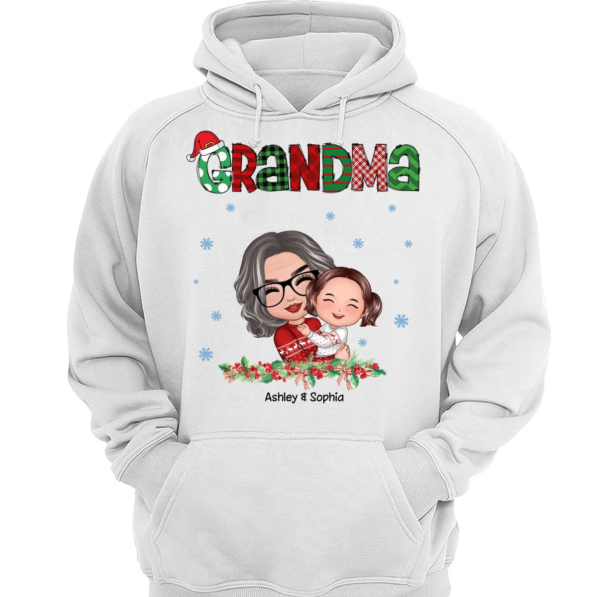 Christmas Pattern Doll Grandma Hugging Kid Personalized Shirt - Image 3