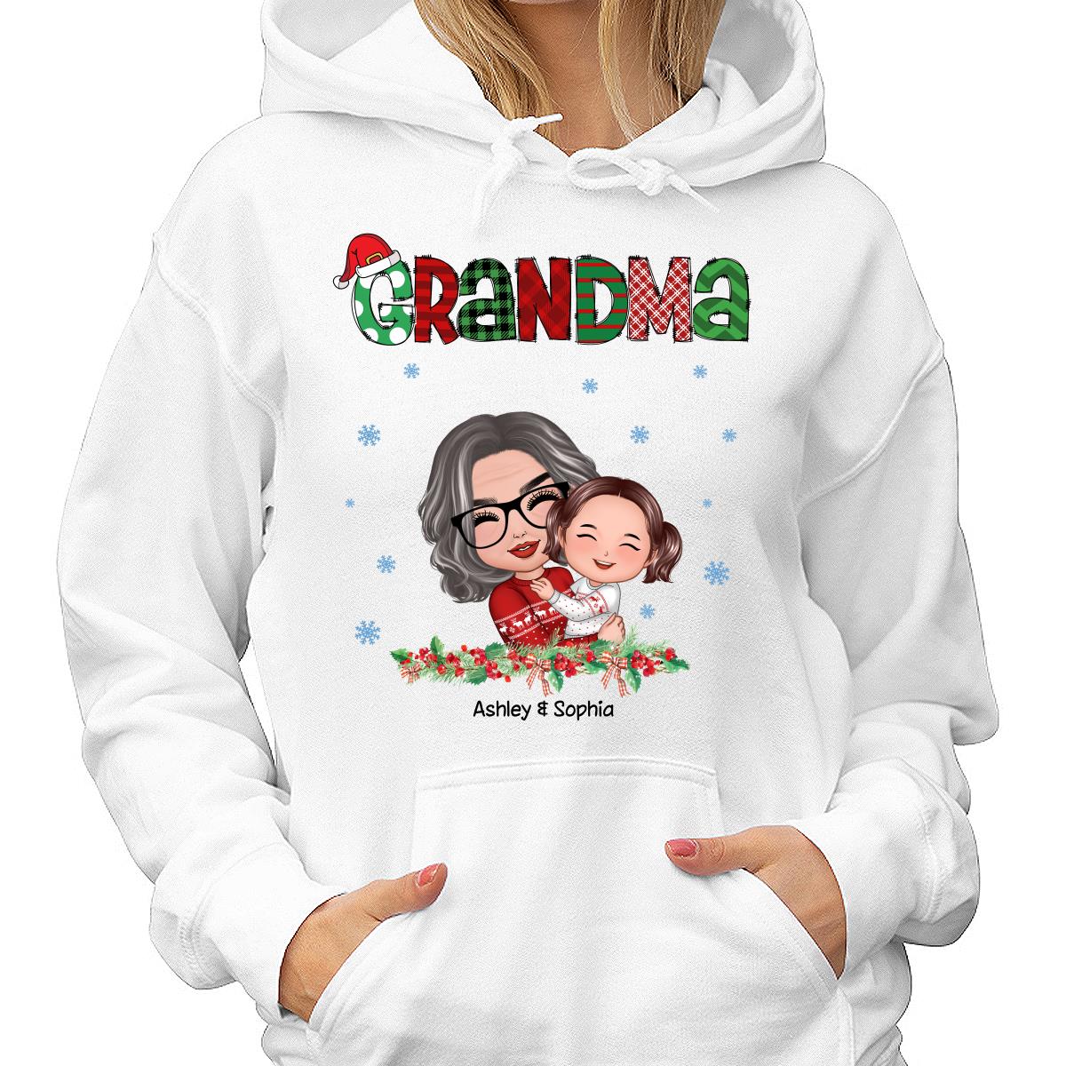 Christmas Pattern Doll Grandma Hugging Kid Personalized Shirt - Image 4