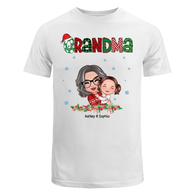 Christmas Pattern Doll Grandma Hugging Kid Personalized Shirt - Image 5