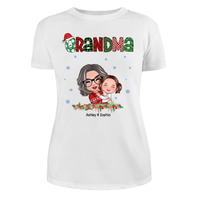 Christmas Pattern Doll Grandma Hugging Kid Personalized Shirt - Image 9