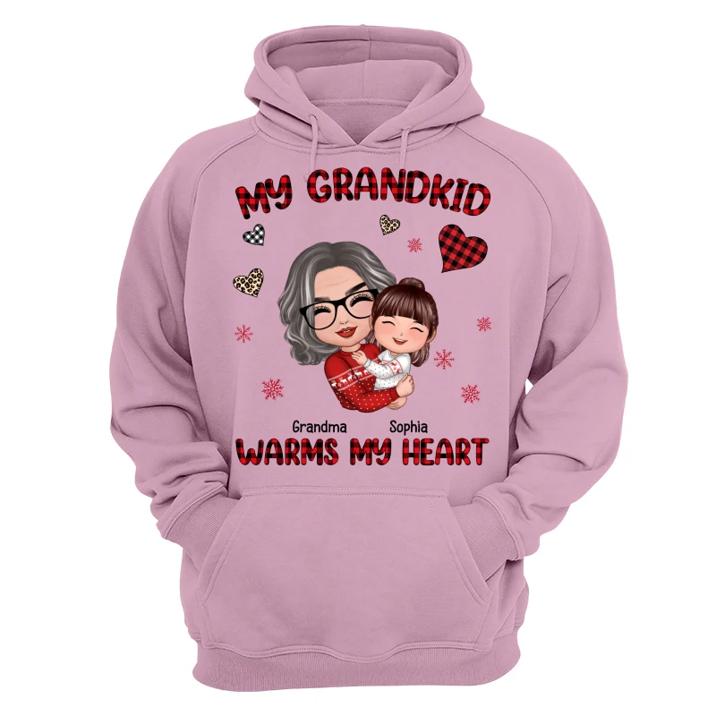 Christmas Patterns Hearts Doll Grandma Hugging Kid My Grandkids Warm My Heart Personalized Shirt - Image 15