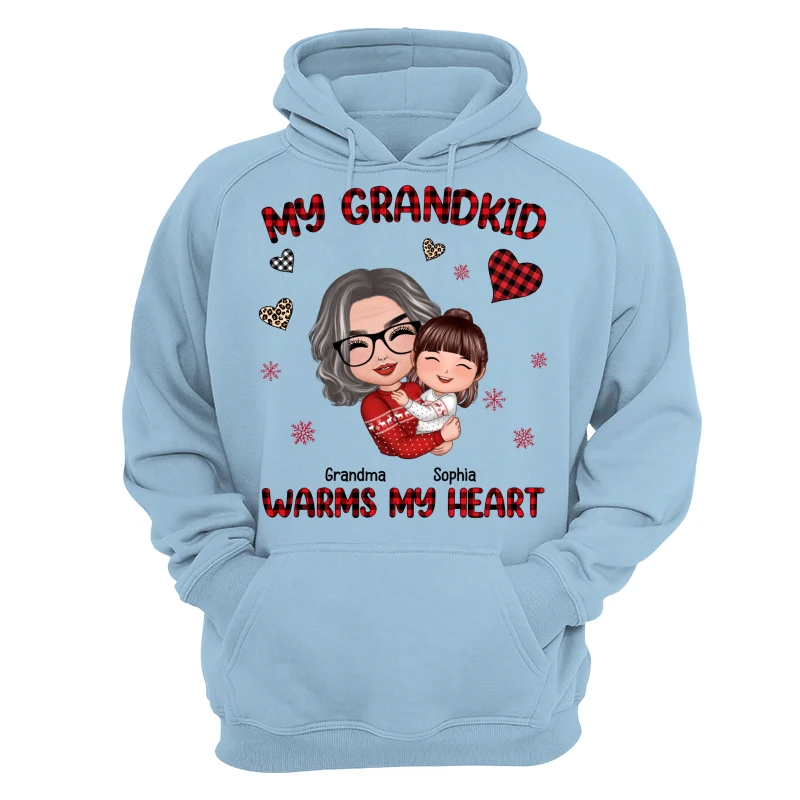 Christmas Patterns Hearts Doll Grandma Hugging Kid My Grandkids Warm My Heart Personalized Shirt - Image 16