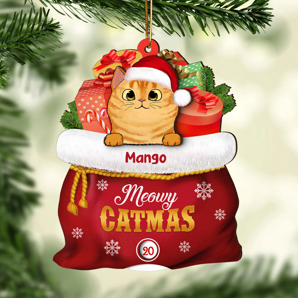 Christmas Peeking Dogs Cats In Santa Gift Bag Personalized Wooden Countdown Ornament, Xmas Gift For Dog Cat Owners, Dog Cat Lovers - Image 4