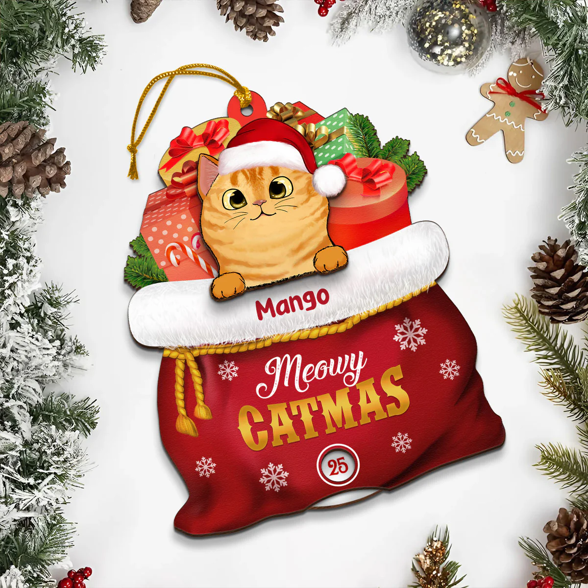 Christmas Peeking Dogs Cats In Santa Gift Bag Personalized Wooden Countdown Ornament, Xmas Gift For Dog Cat Owners, Dog Cat Lovers - Image 6