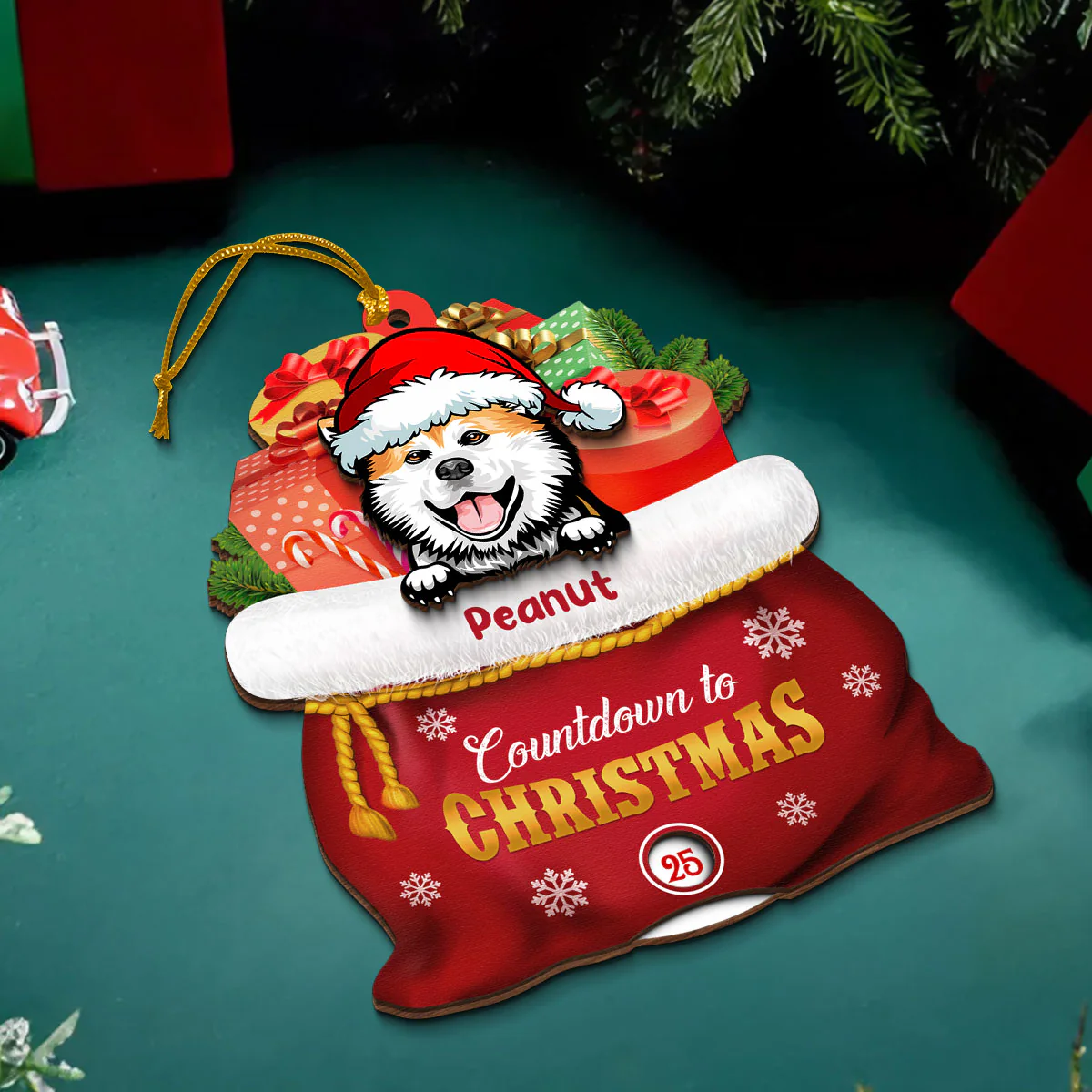 Christmas Peeking Dogs Cats In Santa Gift Bag Personalized Wooden Countdown Ornament, Xmas Gift For Dog Cat Owners, Dog Cat Lovers - Image 7