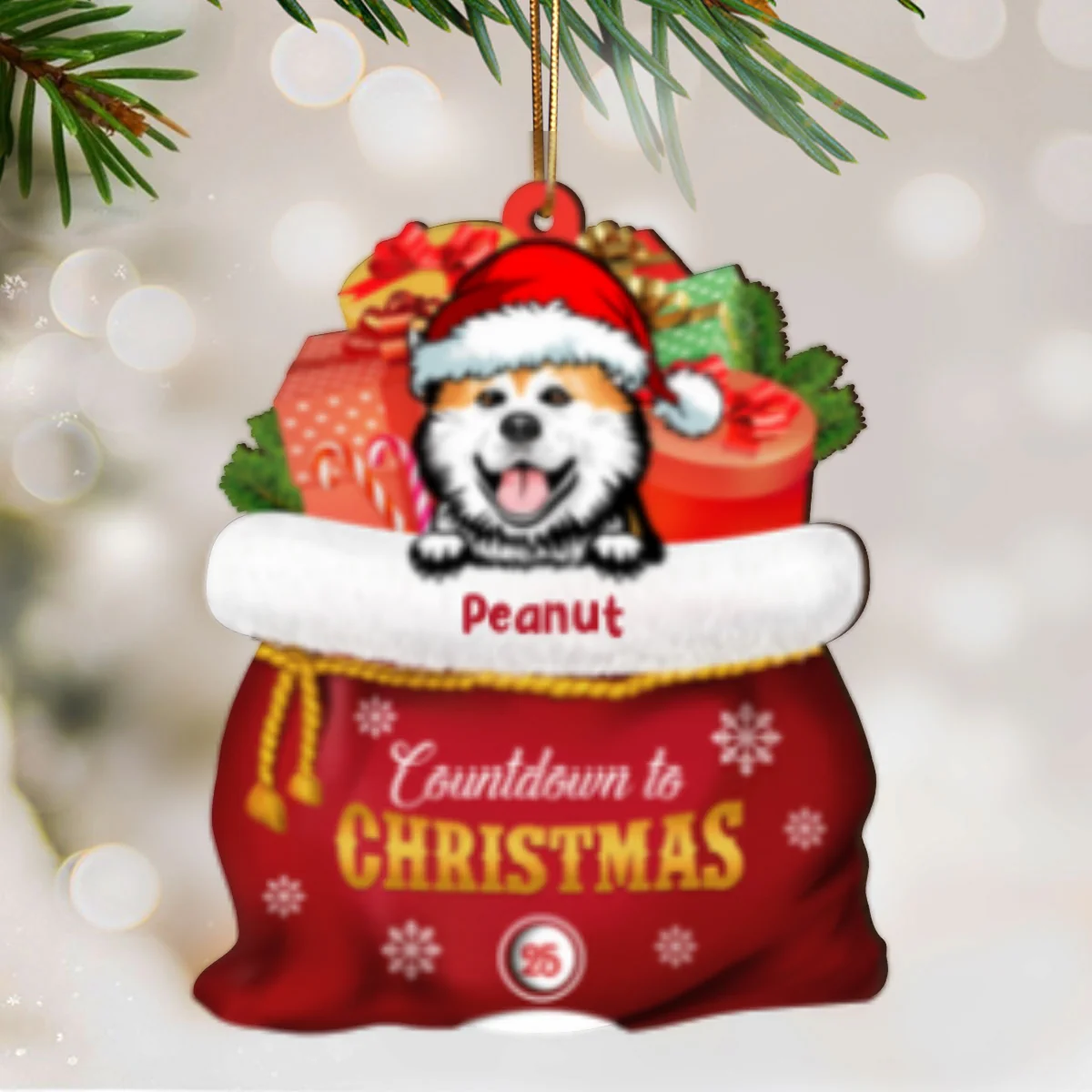 Christmas Peeking Dogs Cats In Santa Gift Bag Personalized Wooden Countdown Ornament, Xmas Gift For Dog Cat Owners, Dog Cat Lovers - Image 9