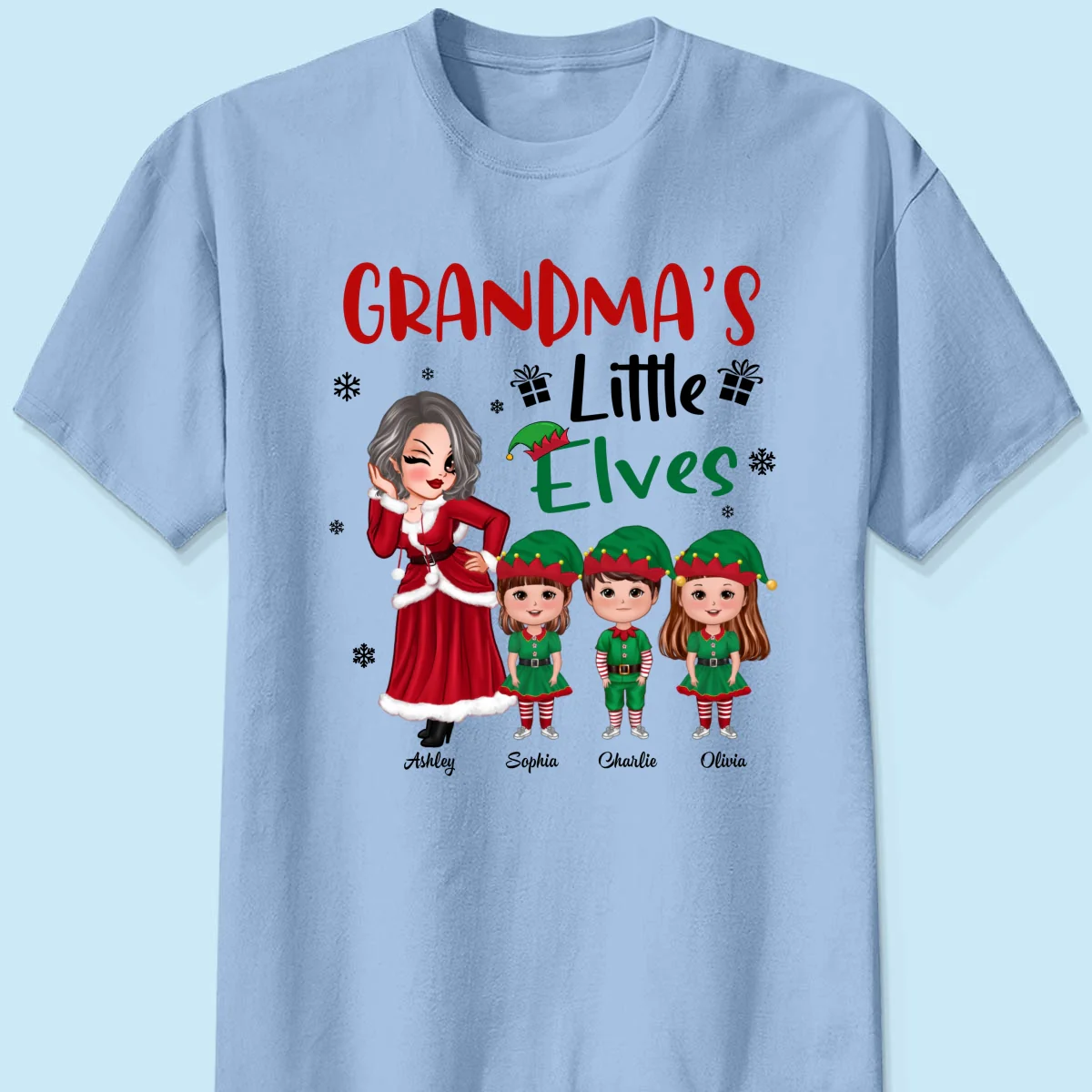 Christmas Pretty Grandma Mom Little Elves Doll Kids Personalized Shirt - Image 10