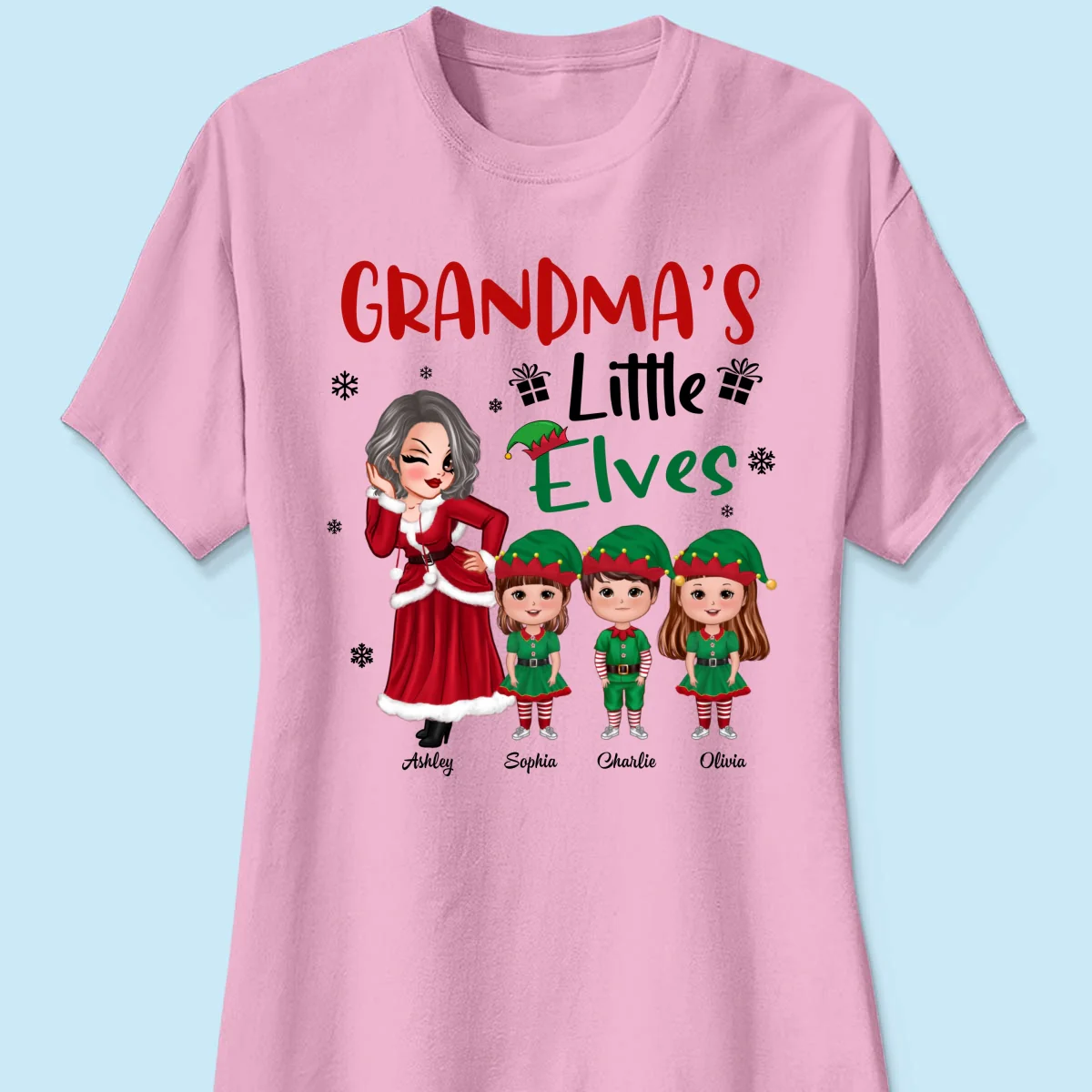 Christmas Pretty Grandma Mom Little Elves Doll Kids Personalized Shirt - Image 13