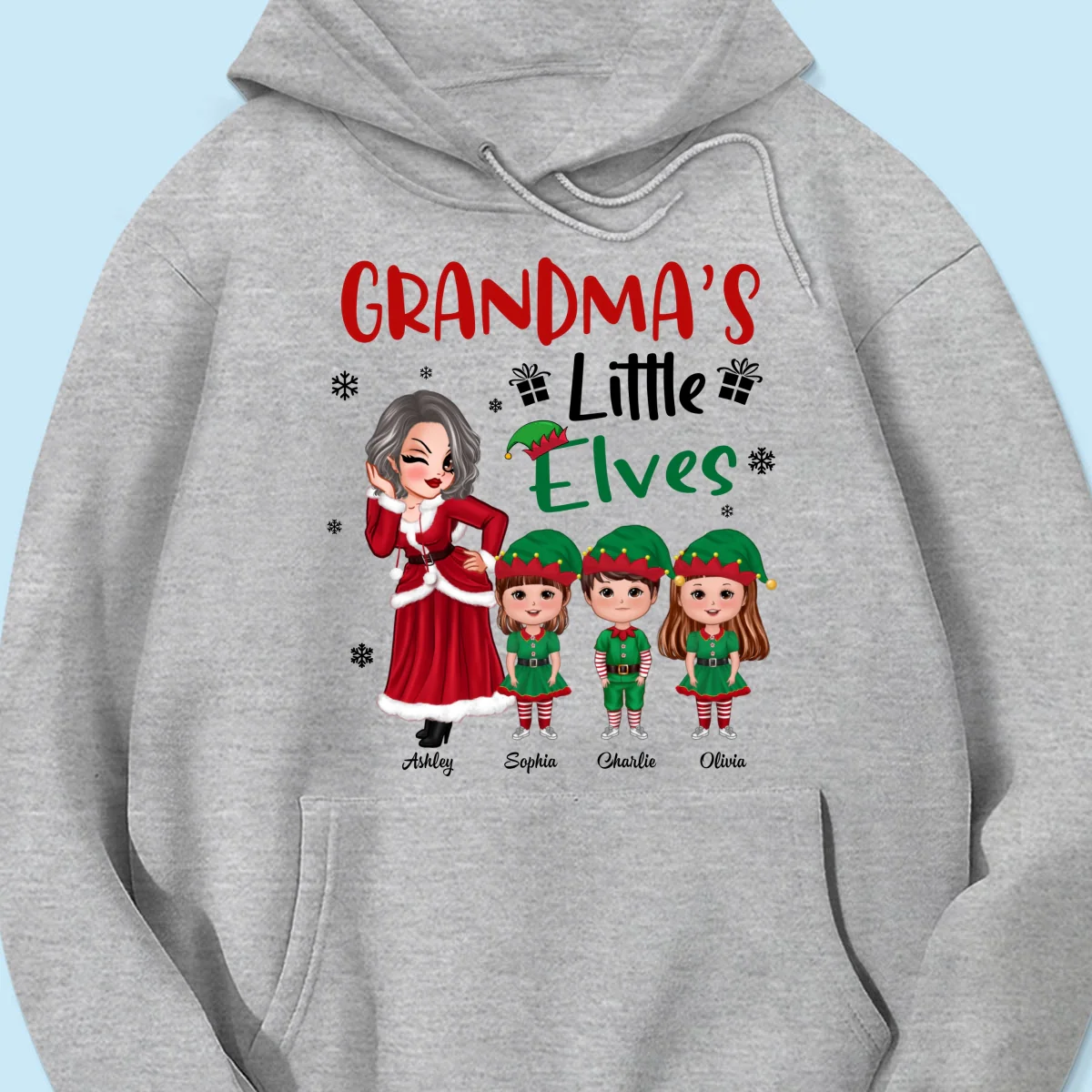 Christmas Pretty Grandma Mom Little Elves Doll Kids Personalized Shirt - Image 16