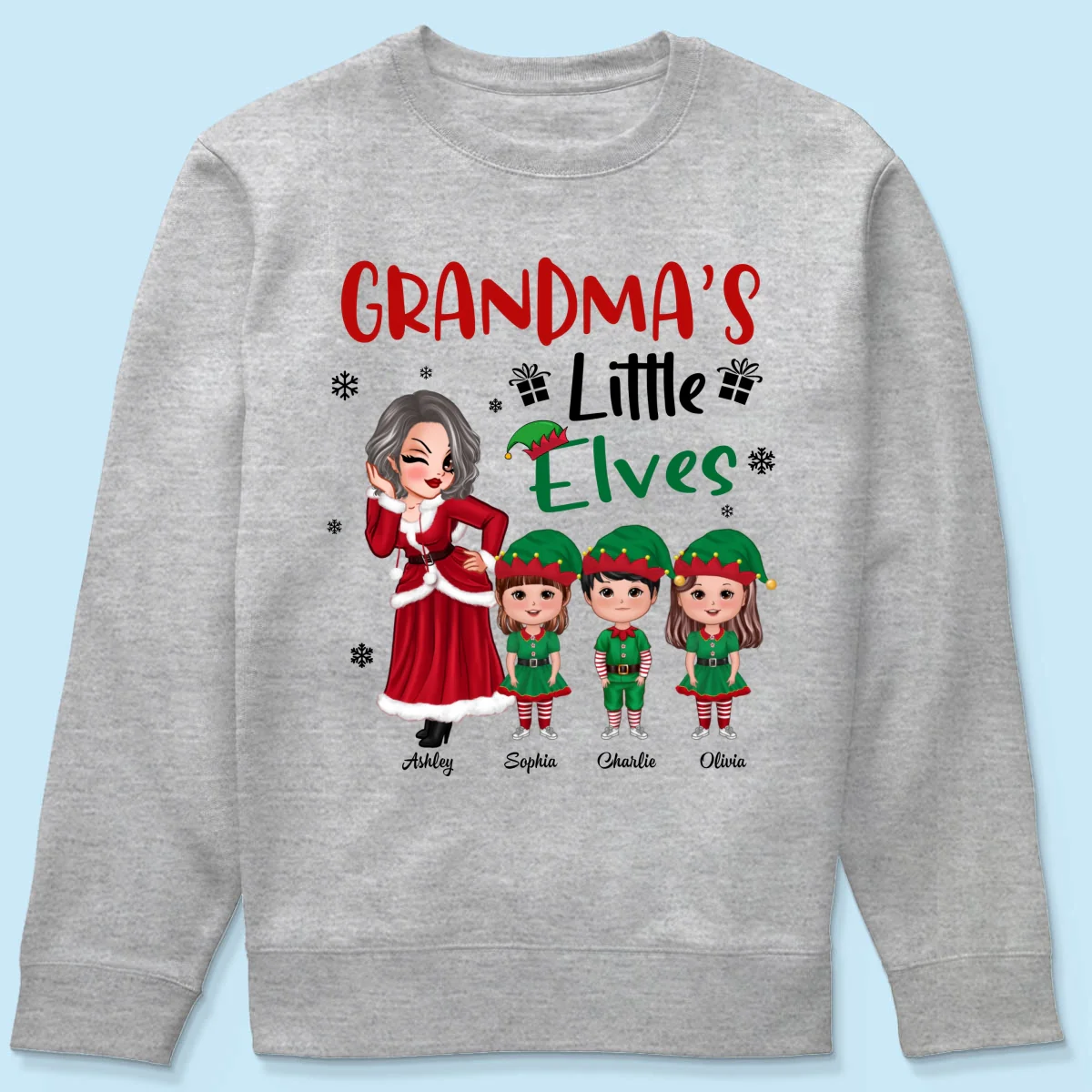 Christmas Pretty Grandma Mom Little Elves Doll Kids Personalized Shirt - Image 20