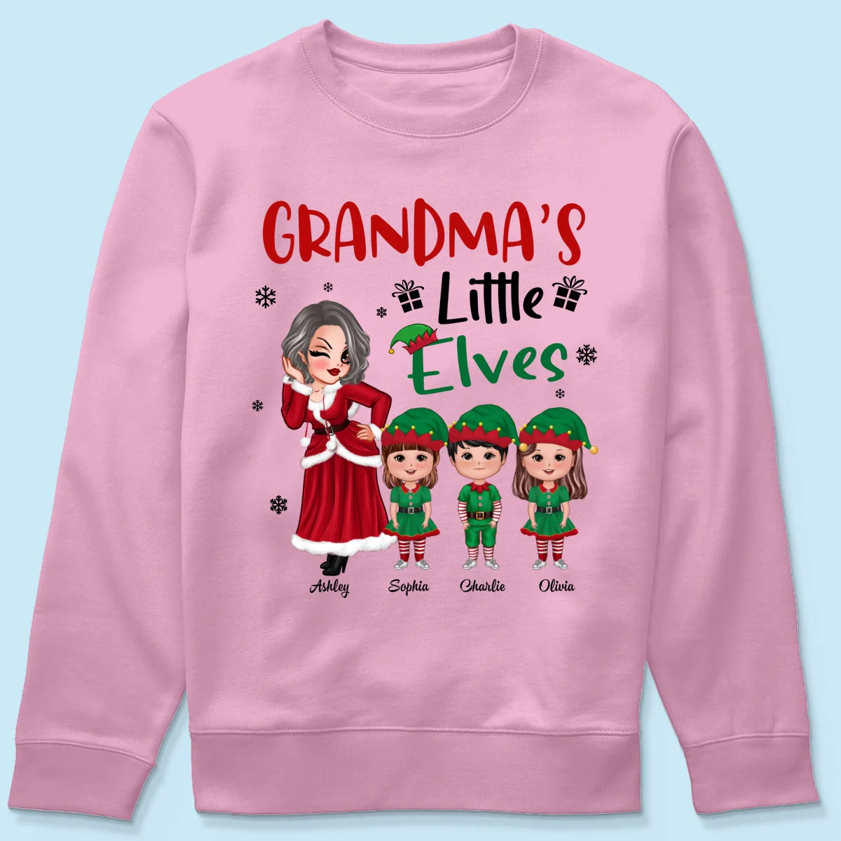 Christmas Pretty Grandma Mom Little Elves Doll Kids Personalized Shirt - Image 21