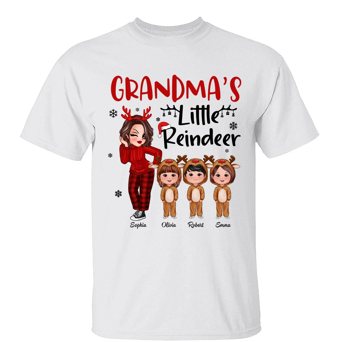 Christmas Pretty Grandma‘s Little Reindeer Doll Kids Personalized Shirt