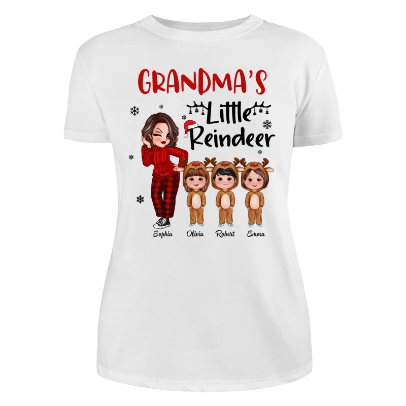 Christmas Pretty Grandma‘s Little Reindeer Doll Kids Personalized Shirt - Image 16