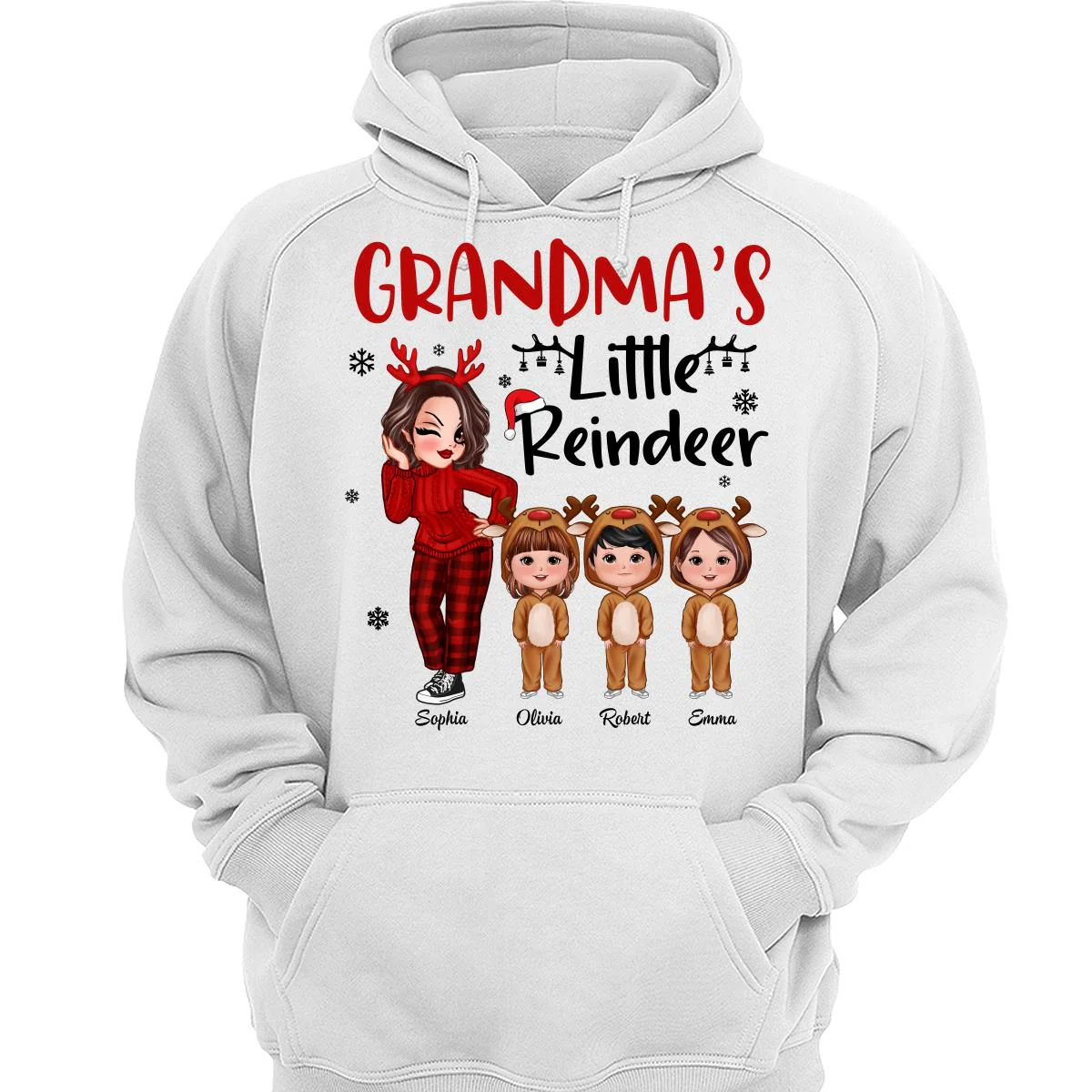 Christmas Pretty Grandma‘s Little Reindeer Doll Kids Personalized Shirt - Image 3