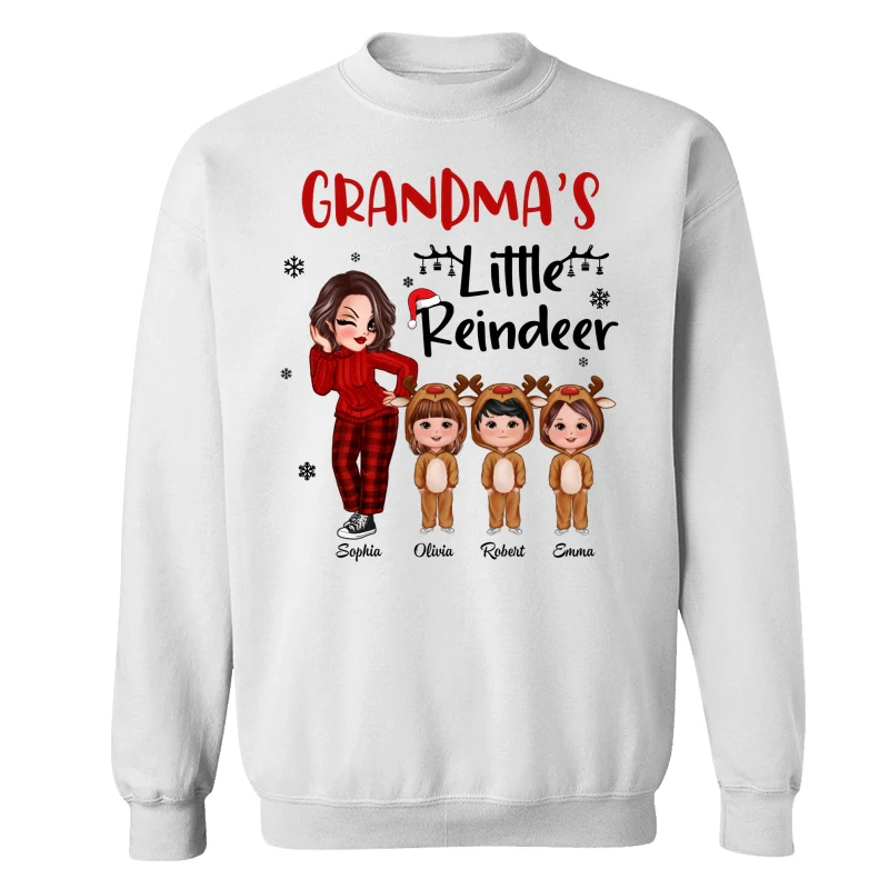 Christmas Pretty Grandma‘s Little Reindeer Doll Kids Personalized Shirt - Image 5