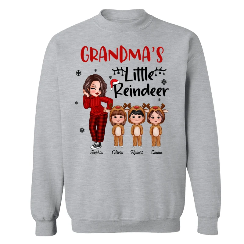 Christmas Pretty Grandma‘s Little Reindeer Doll Kids Personalized Shirt - Image 6