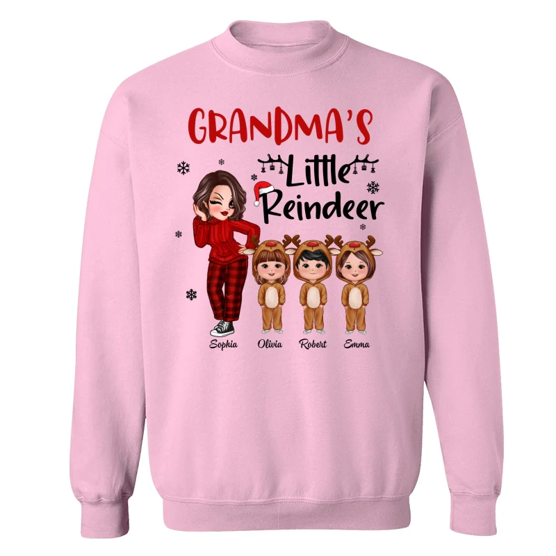 Christmas Pretty Grandma‘s Little Reindeer Doll Kids Personalized Shirt - Image 7