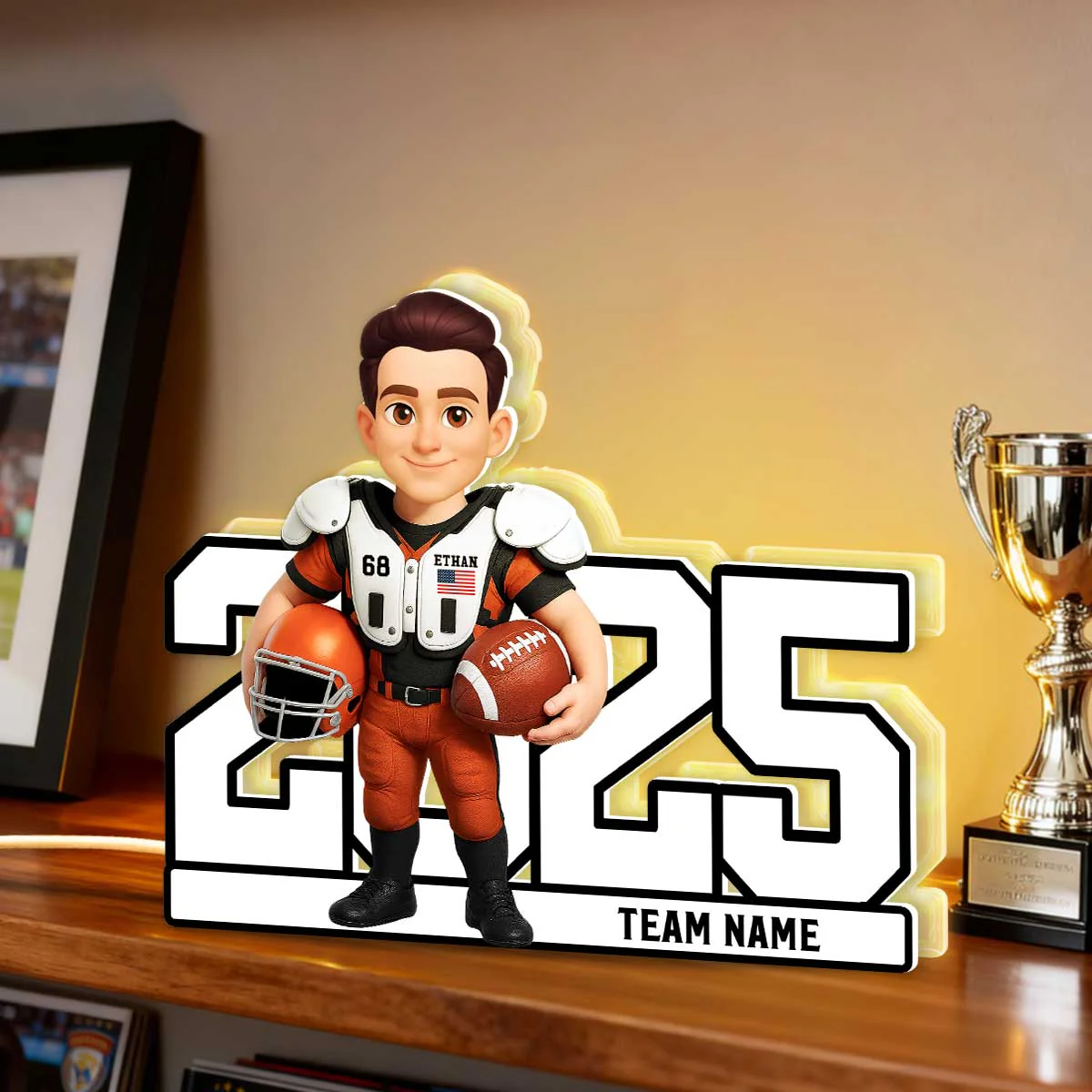 Christmas Proud American Football Player - Personalized Light Box - Gift For Football Players - Image 3